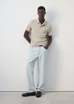 Slim fit cotton piqué blend polo — Ivory White 5