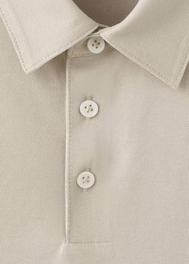 Slim fit cotton piqué blend polo — Ivory White