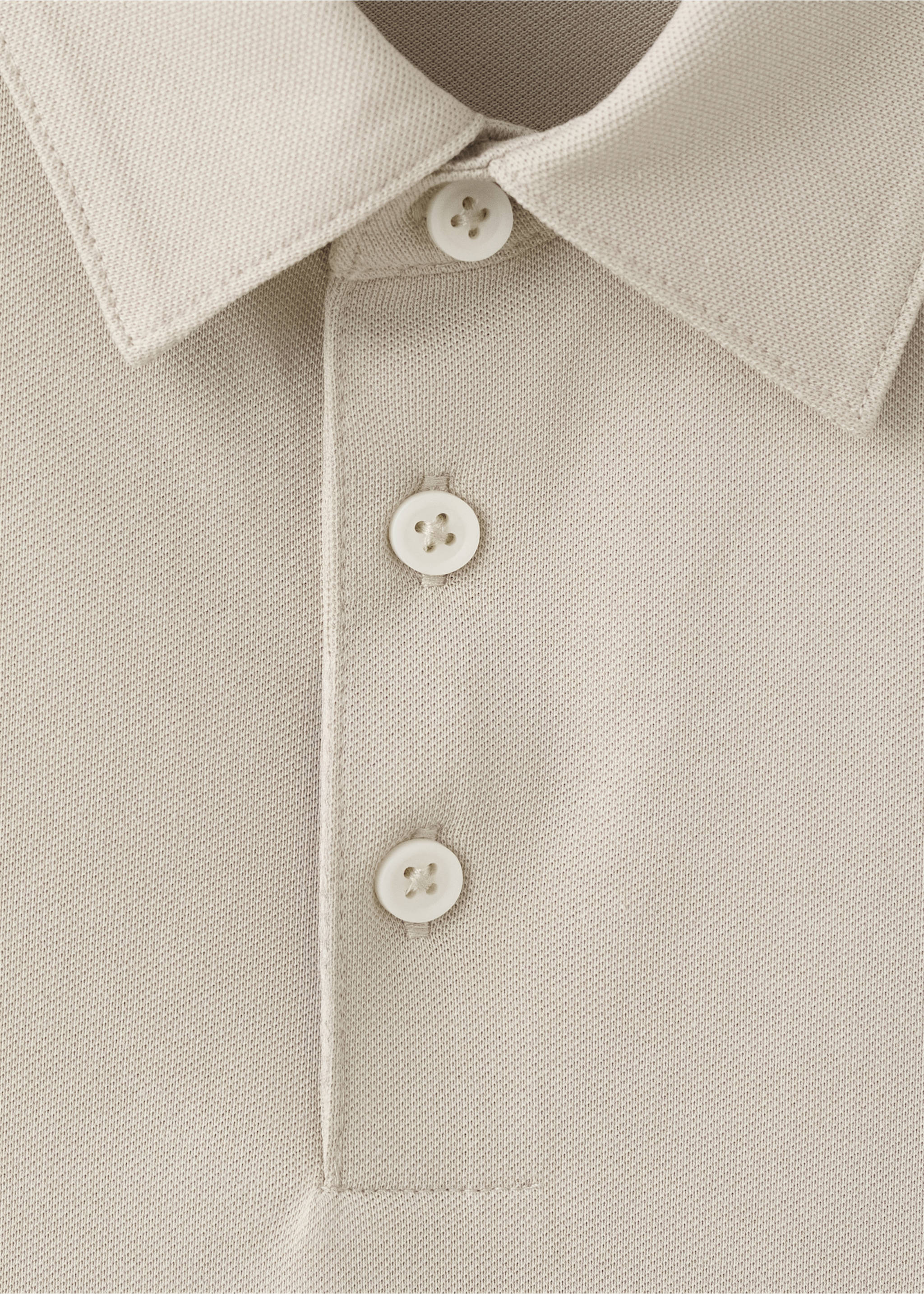 Slim-fit cotton-piqué polo shirt - Details of the article 8, Ivory White. Ref: 37051434-00.