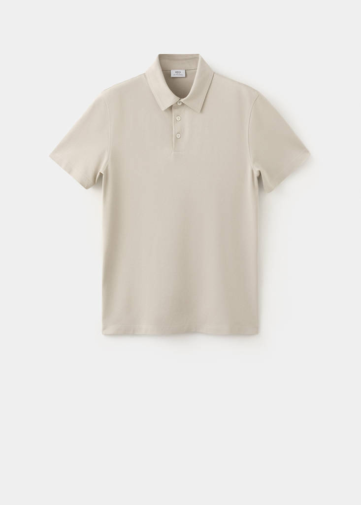 Slim fit cotton piqué blend polo — Ivory White