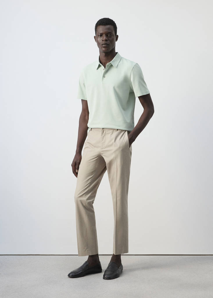 Slim fit cotton piqué blend polo — Pastel Green