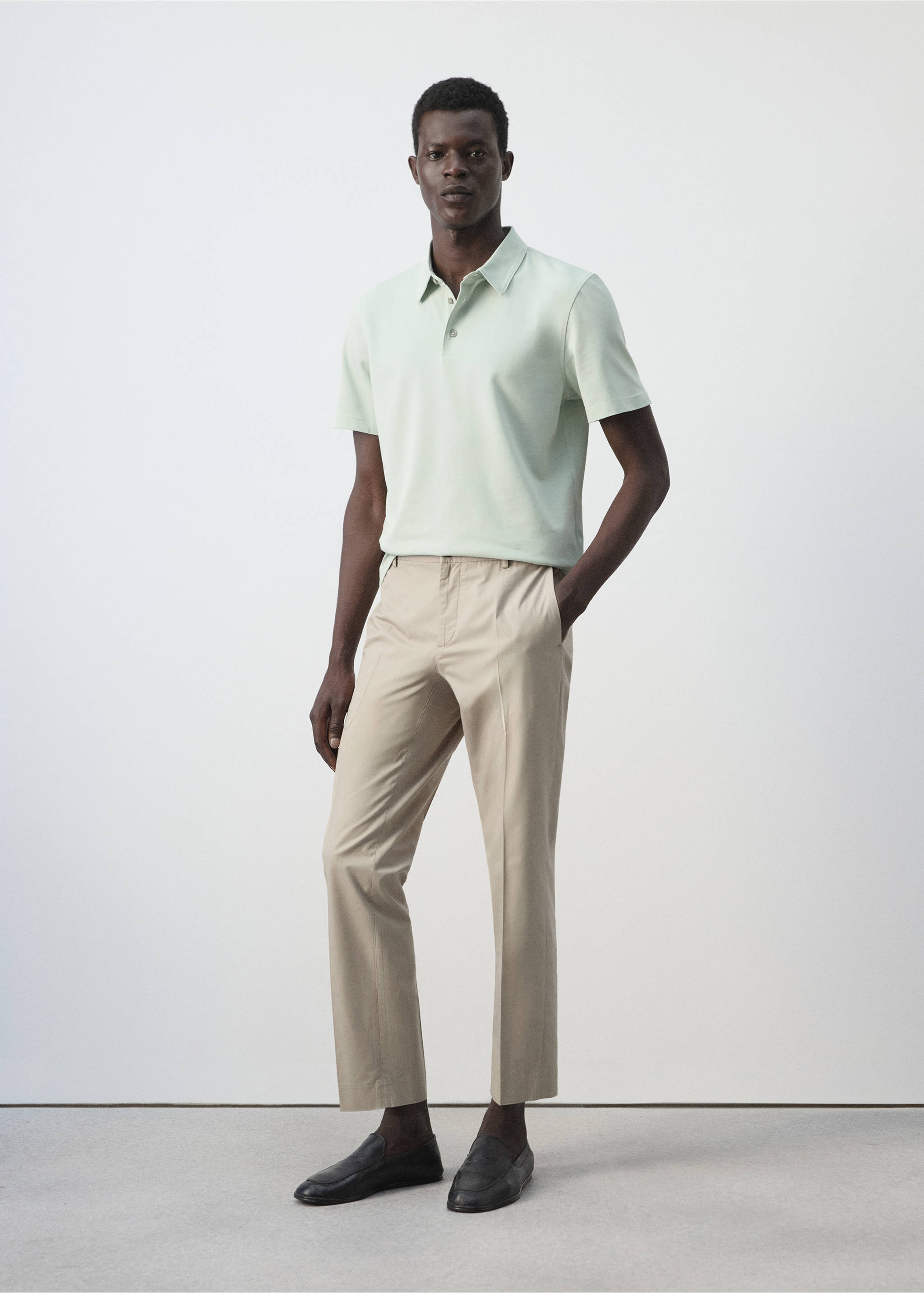 Slim-fit cotton-piqué polo shirt - General plane, Pastel Green. Ref: 37051434-00.