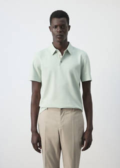 Slim fit cotton piqué blend polo — Pastel Green 1