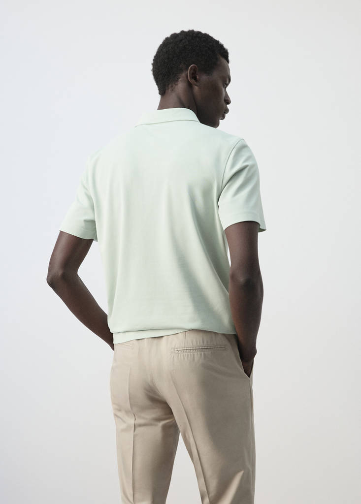 Slim fit cotton piqué blend polo — Pastel Green