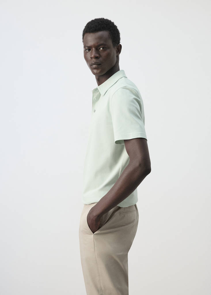 Slim fit cotton piqué blend polo — Pastel Green
