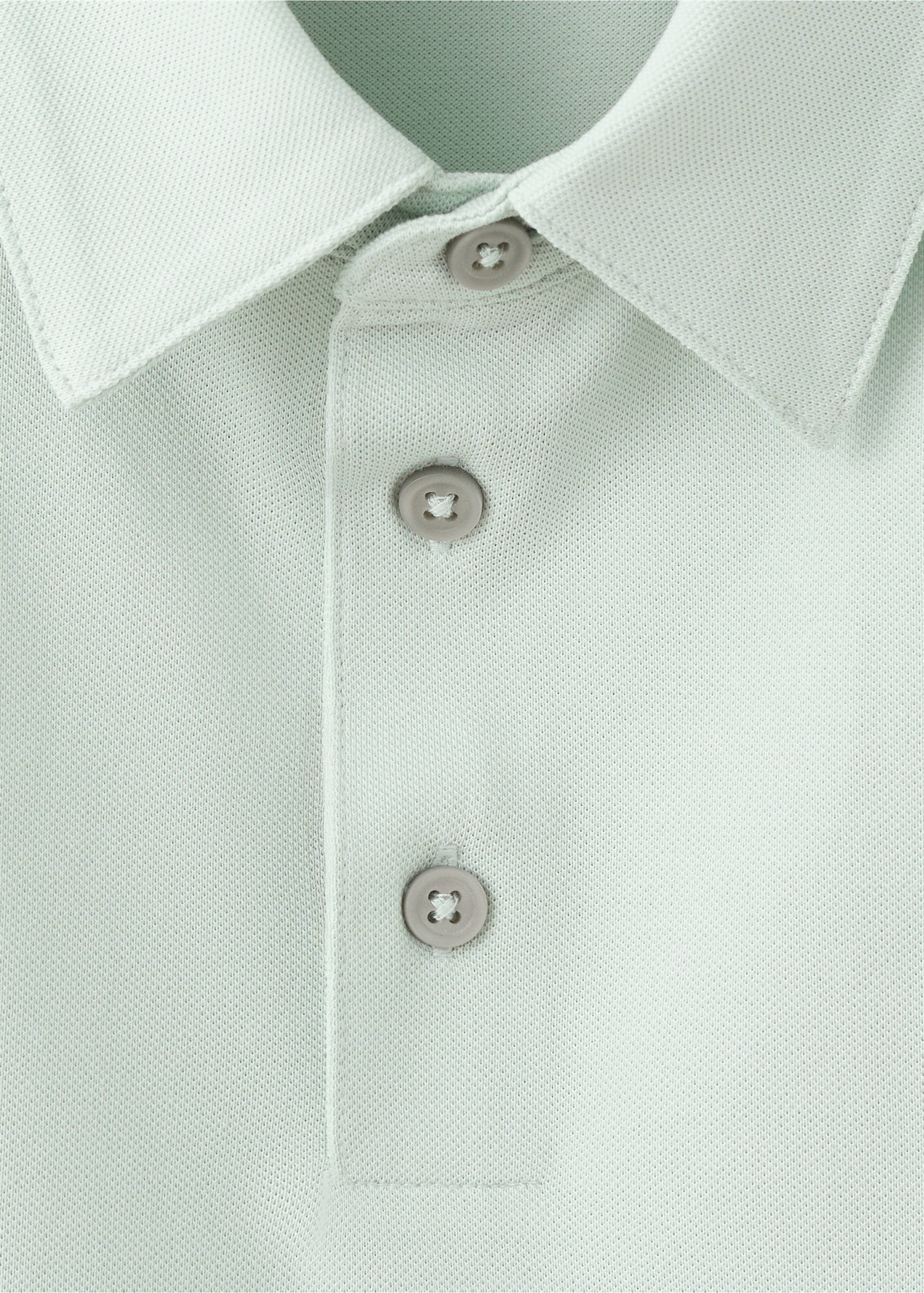 Slim-fit cotton-piqué polo shirt - Details of the article 8, Pastel Green. Ref: 37051434-00.