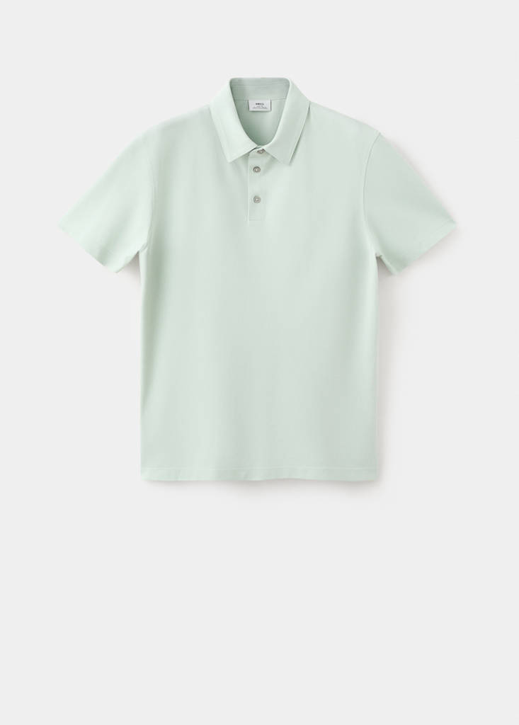 Slim fit cotton piqué blend polo — Pastel Green
