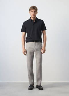 Slim fit cotton piqué blend polo — Navy 2