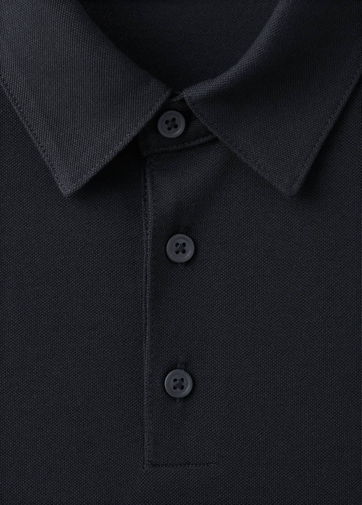 Slim fit cotton piqué blend polo — Navy