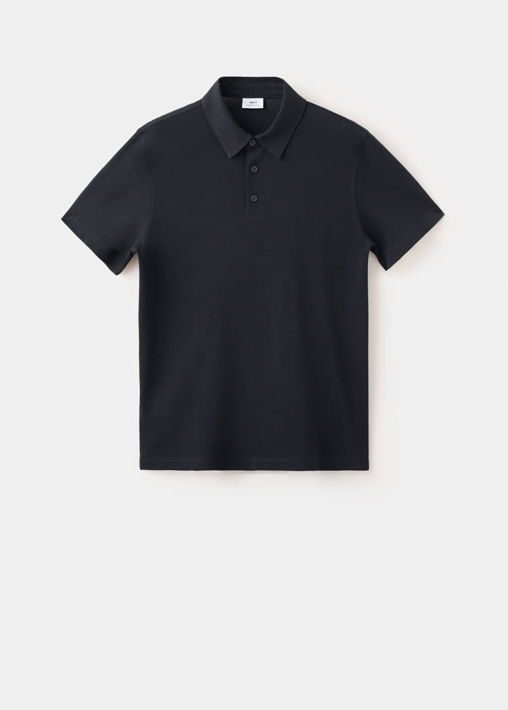 Slim fit cotton piqué blend polo — Navy