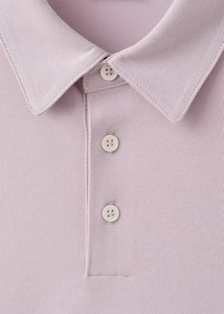 Slim fit cotton piqué blend polo — Pale Pink