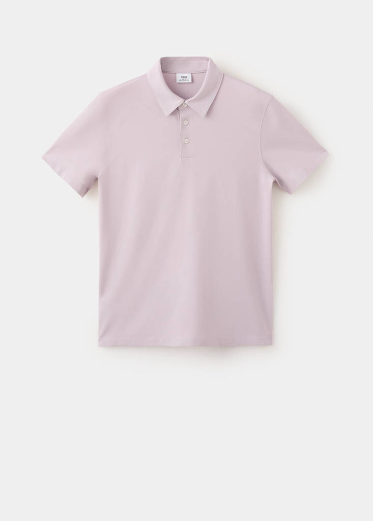 Slim fit cotton piqué blend polo — Pale Pink