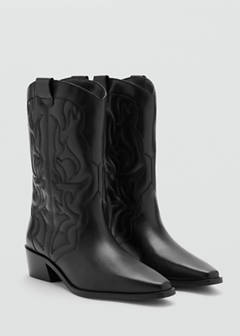 Cowboy leather boots with embroidered details — Black 3