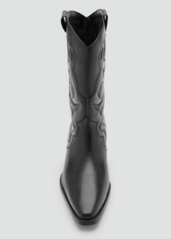 Cowboy leather boots with embroidered details — Black 5