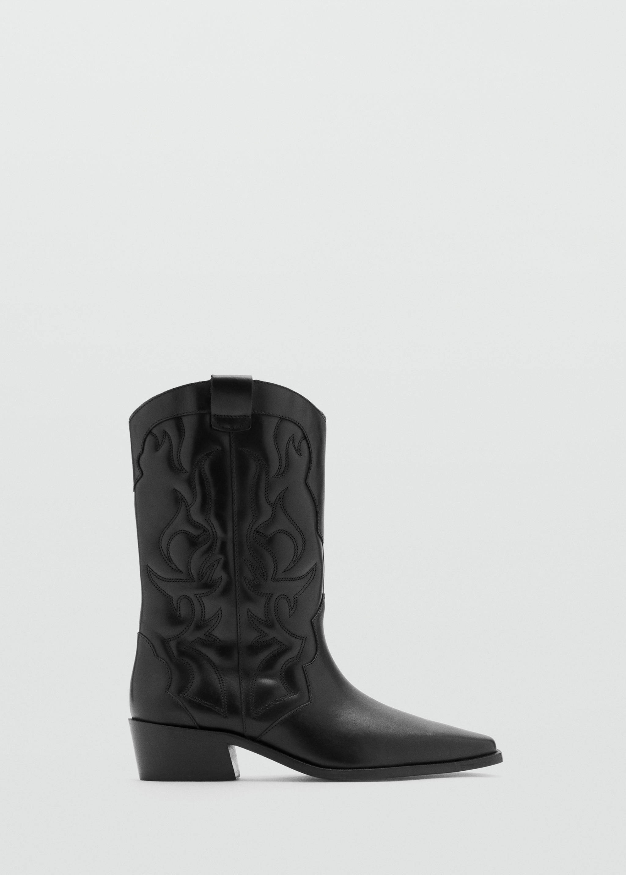 Cowboy leather ankle boots with embroidered details - Article without model