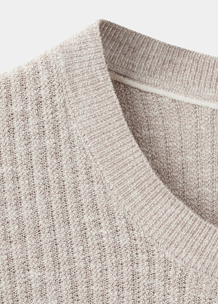 Ribbed cotton-linen blend T-shirt — Sand