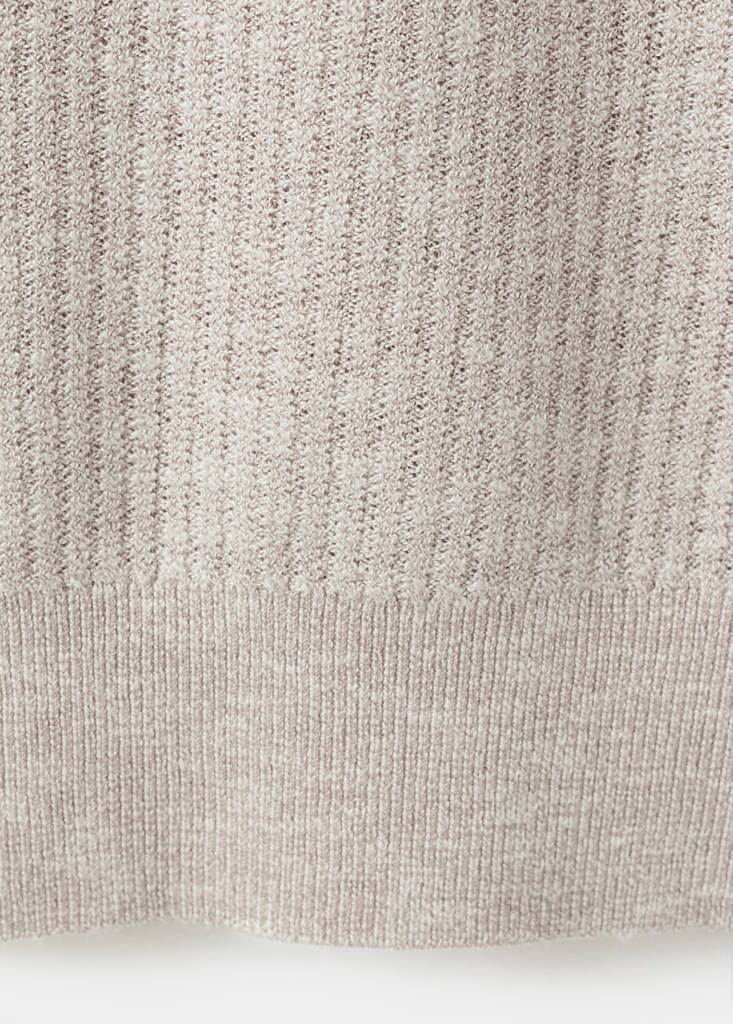 Ribbed cotton-linen blend T-shirt — Sand