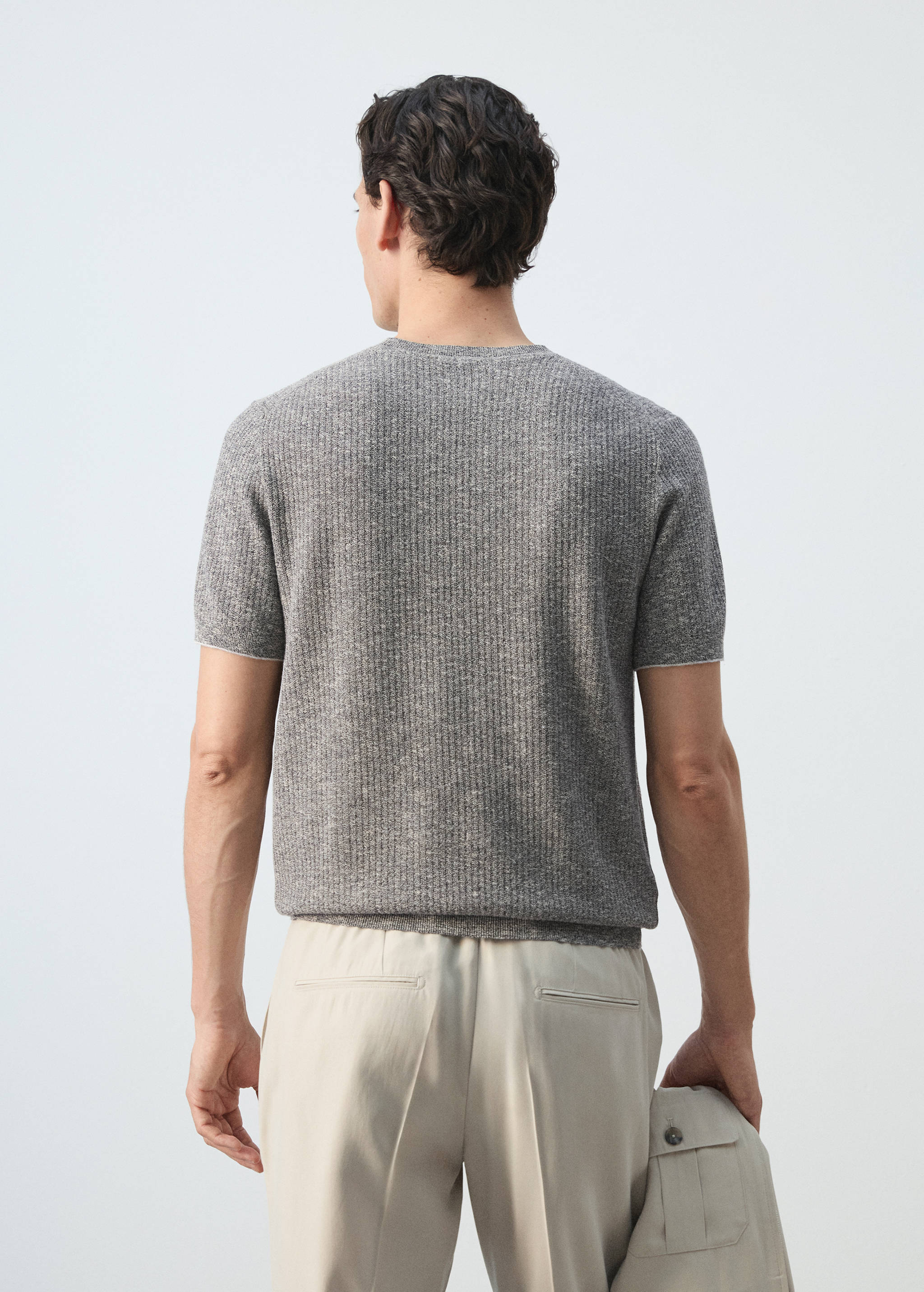 Camiseta mezcla lino algodón canalé - Reverso del artículo