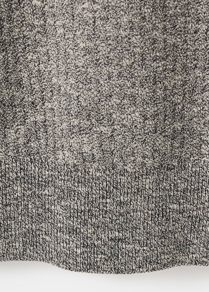 Ribbed cotton-linen blend T-shirt — Navy