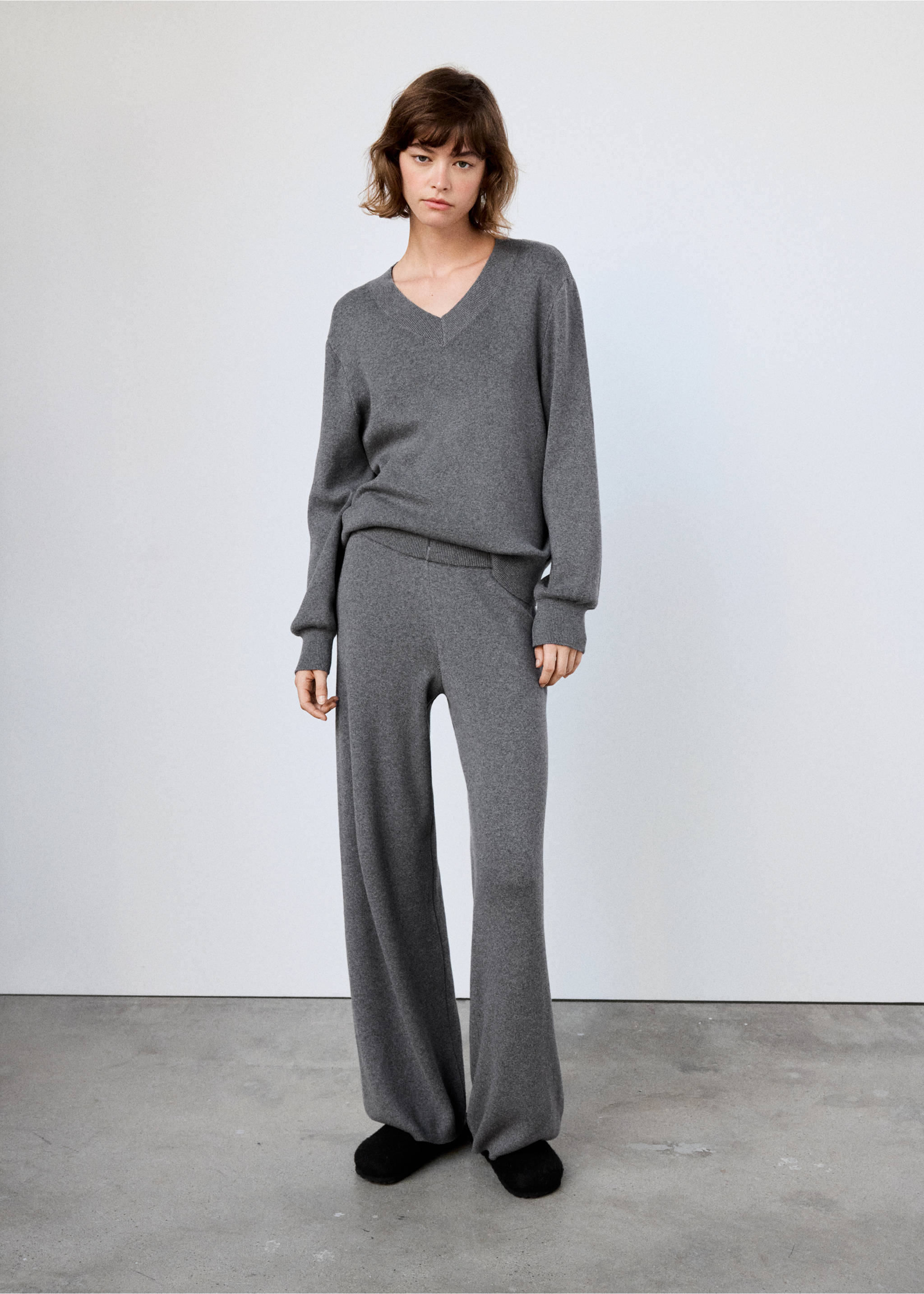 Straight-leg trousers, 100% cotton, soft feel - General plane, Grey. Ref: 37051439-00.