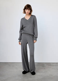 Straight-leg trousers, 100% cotton, soft feel — Grey 2