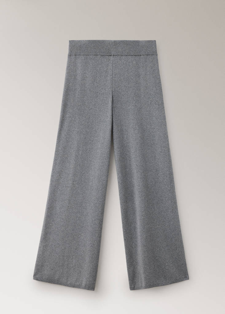 Straight-leg trousers, 100% cotton, soft feel — Grey