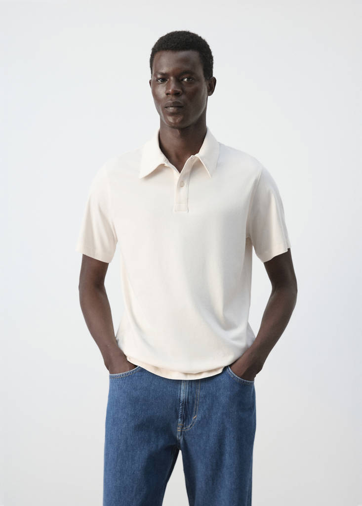 Plain 100% cotton polo — Ecru