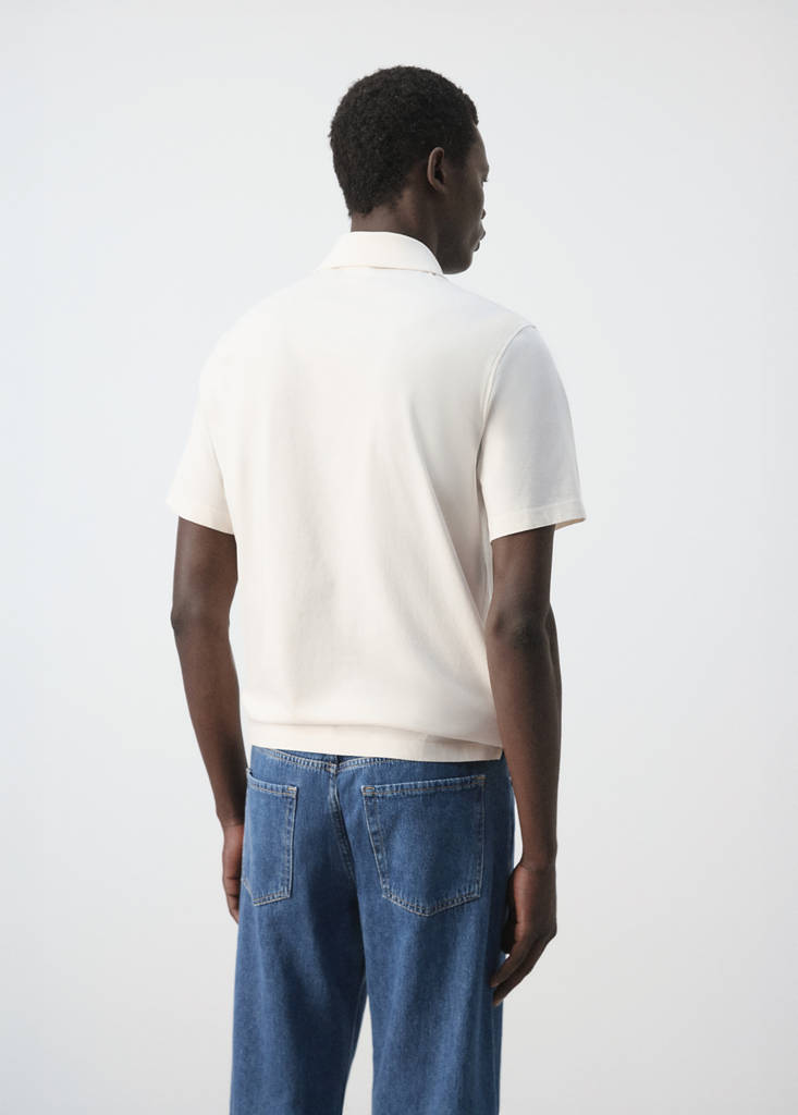 Plain 100% cotton polo — Ecru
