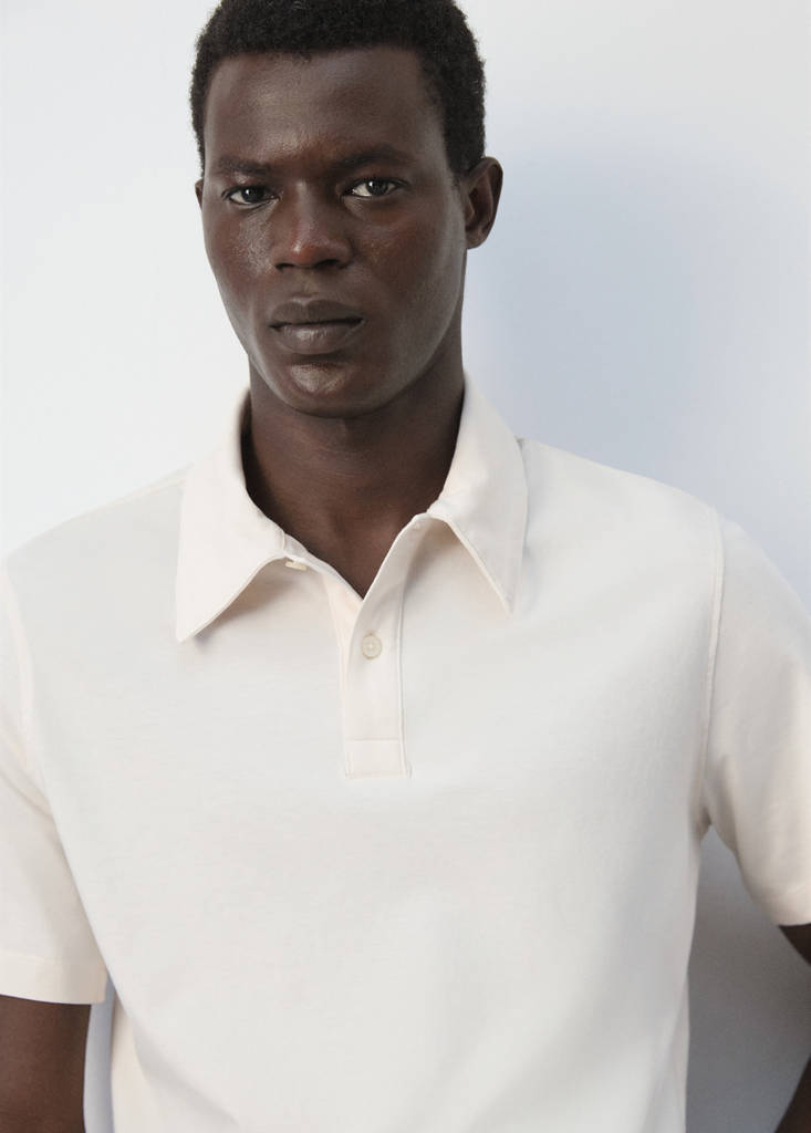 Plain 100% cotton polo — Ecru