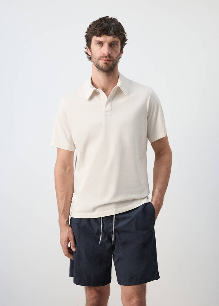 Plain 100% cotton polo — Ecru