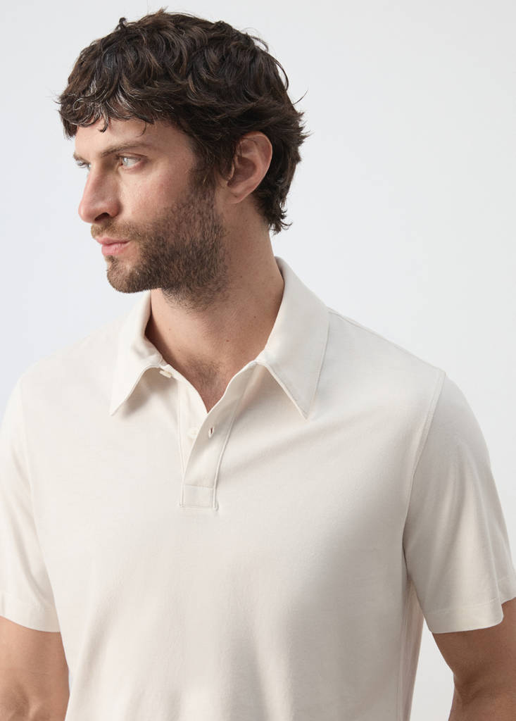 Plain 100% cotton polo — Ecru