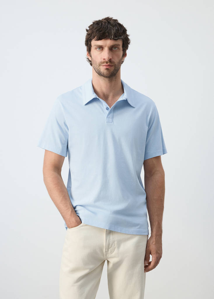 Plain 100% cotton polo — Sky Blue
