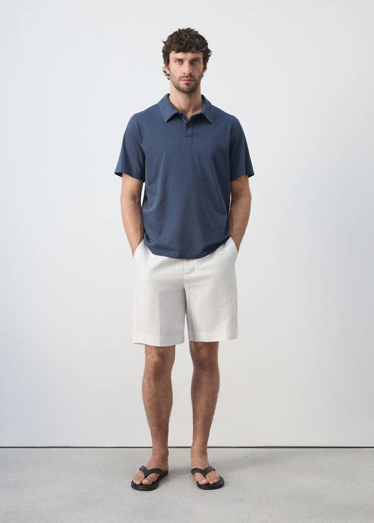 Plain 100% cotton polo — Navy