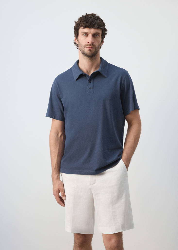 Plain 100% cotton polo — Navy