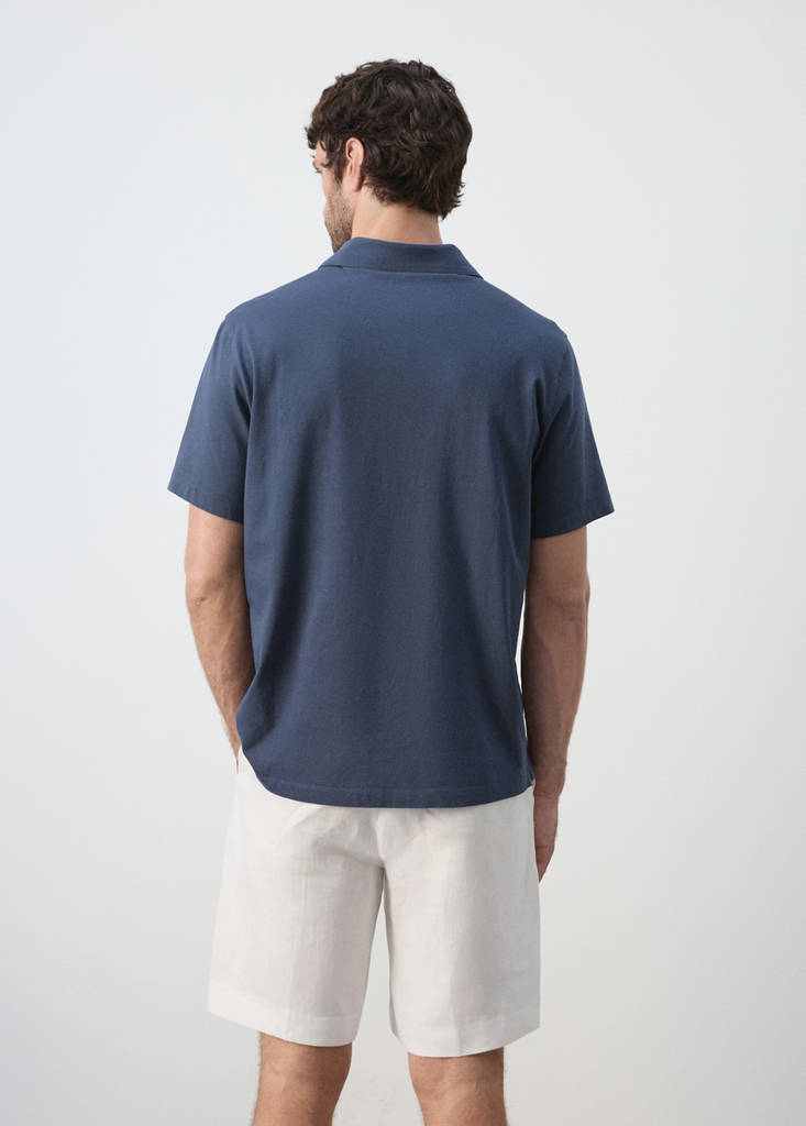 Plain 100% cotton polo — Navy