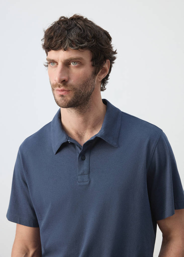 Plain 100% cotton polo — Navy