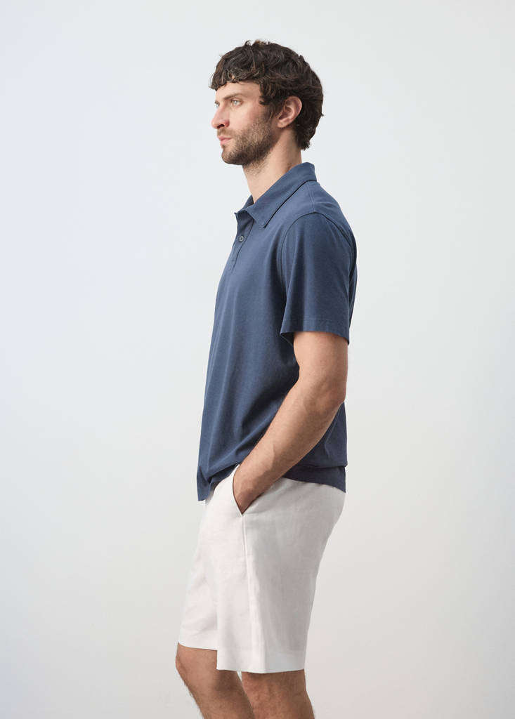 Plain 100% cotton polo — Navy