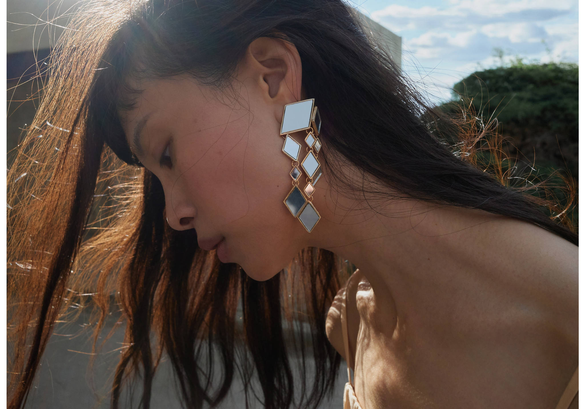 Crystal waterfall earrings - Panoramic plane