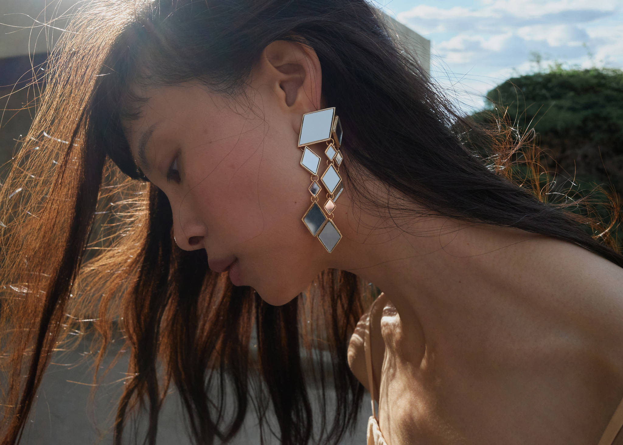 Crystal waterfall earrings - Panoramic plane