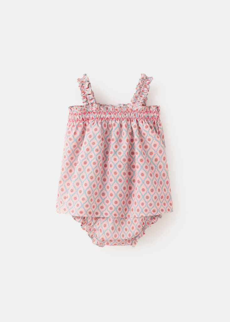 Printed dress and nappy cover — Pink