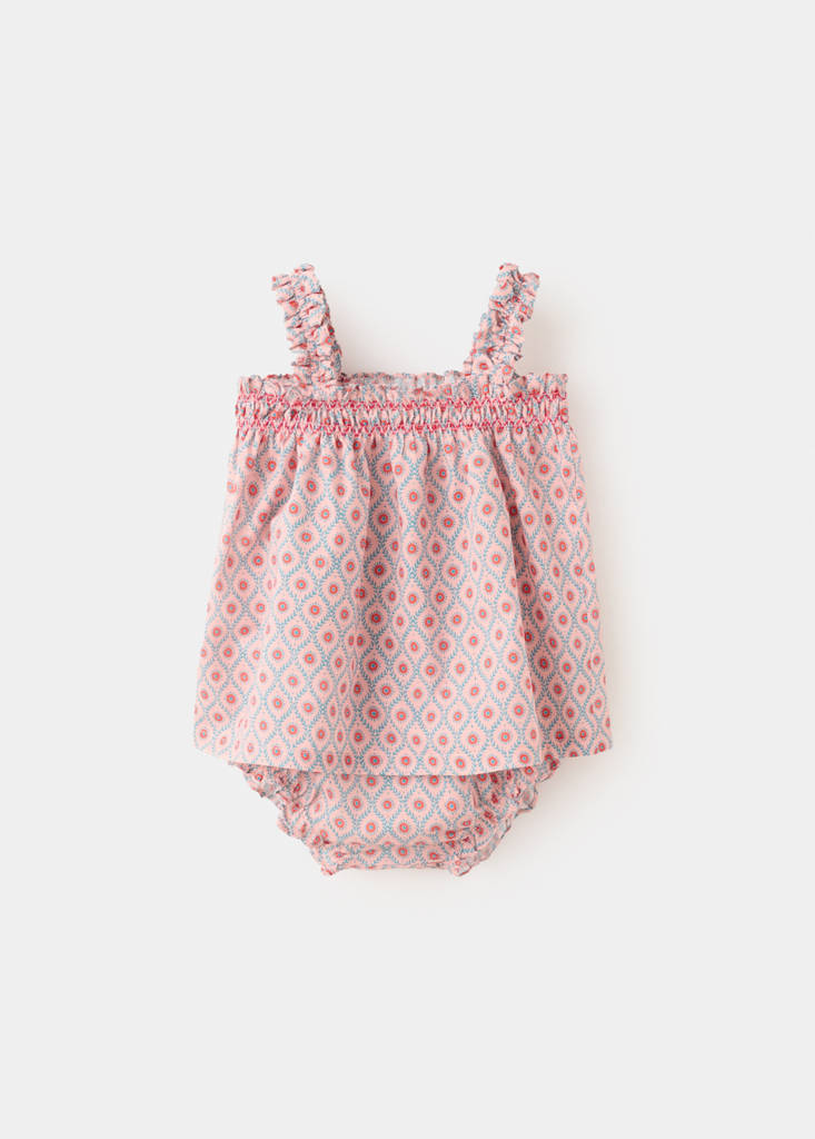 Printed dress and nappy cover — Pink