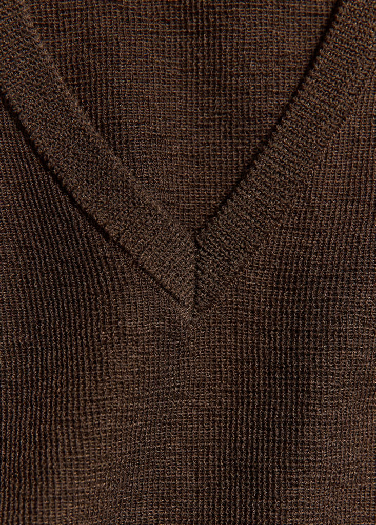 V-neck knitted waistcoat — Coffee