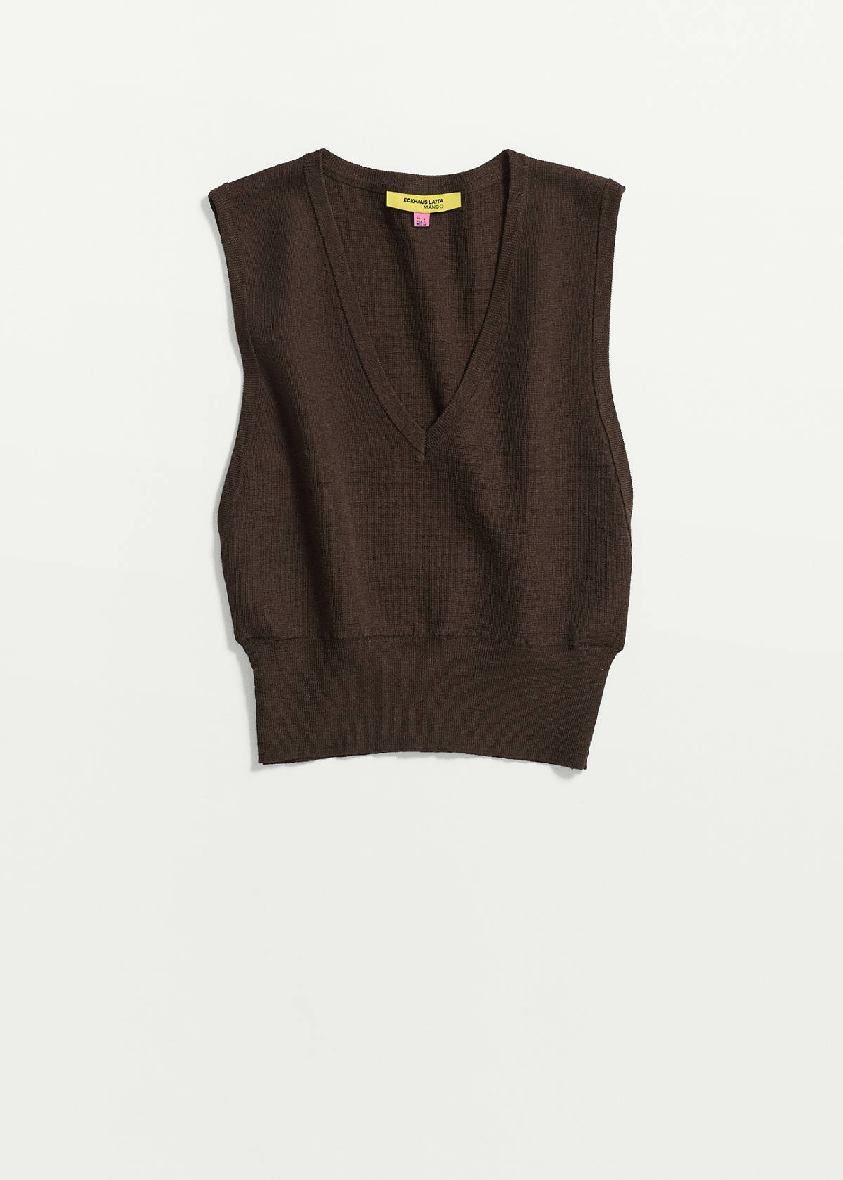 V-neck knitted waistcoat — Coffee