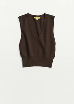 V-neck knitted waistcoat — Coffee 5