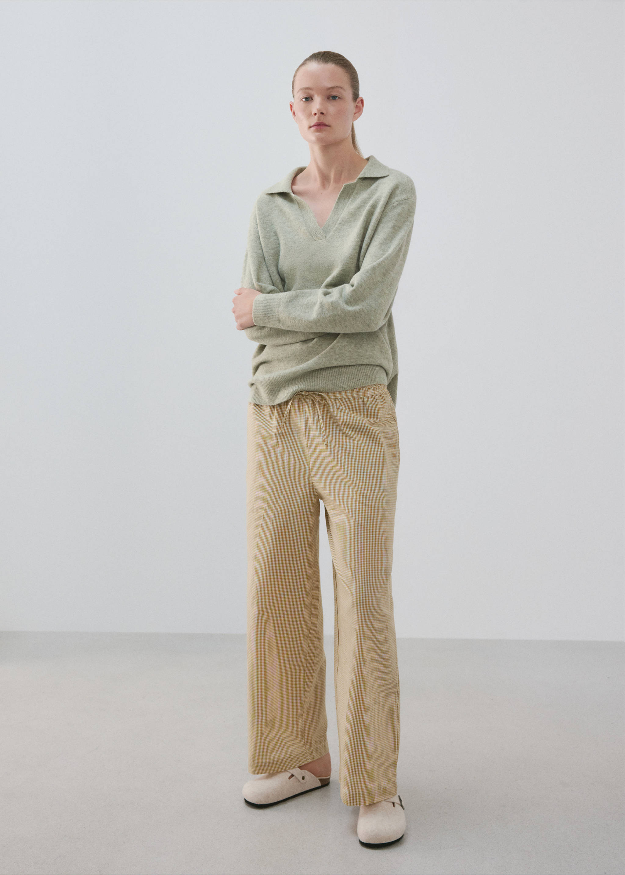 Knitted polo-neck sweater - General plane, Beige. Ref: 37051449-00.