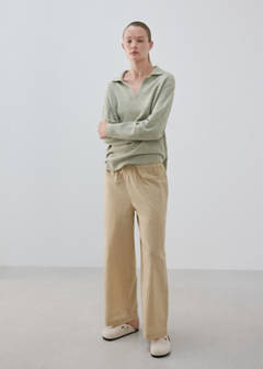 Knitted polo-neck sweater — Beige 2