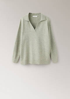 Knitted polo-neck sweater — Beige 6