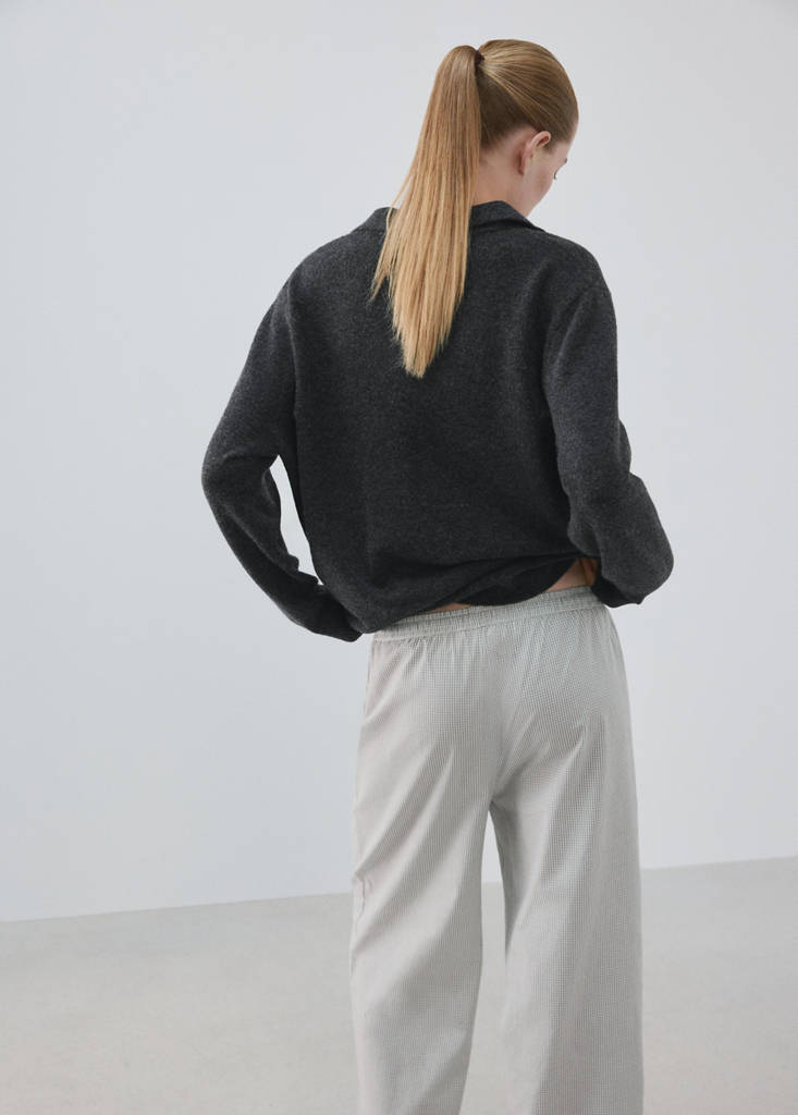 Knitted polo-neck sweater — Charcoal