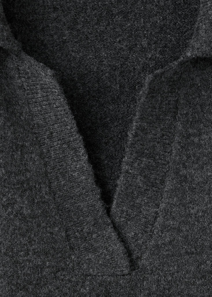 Knitted polo-neck sweater — Charcoal