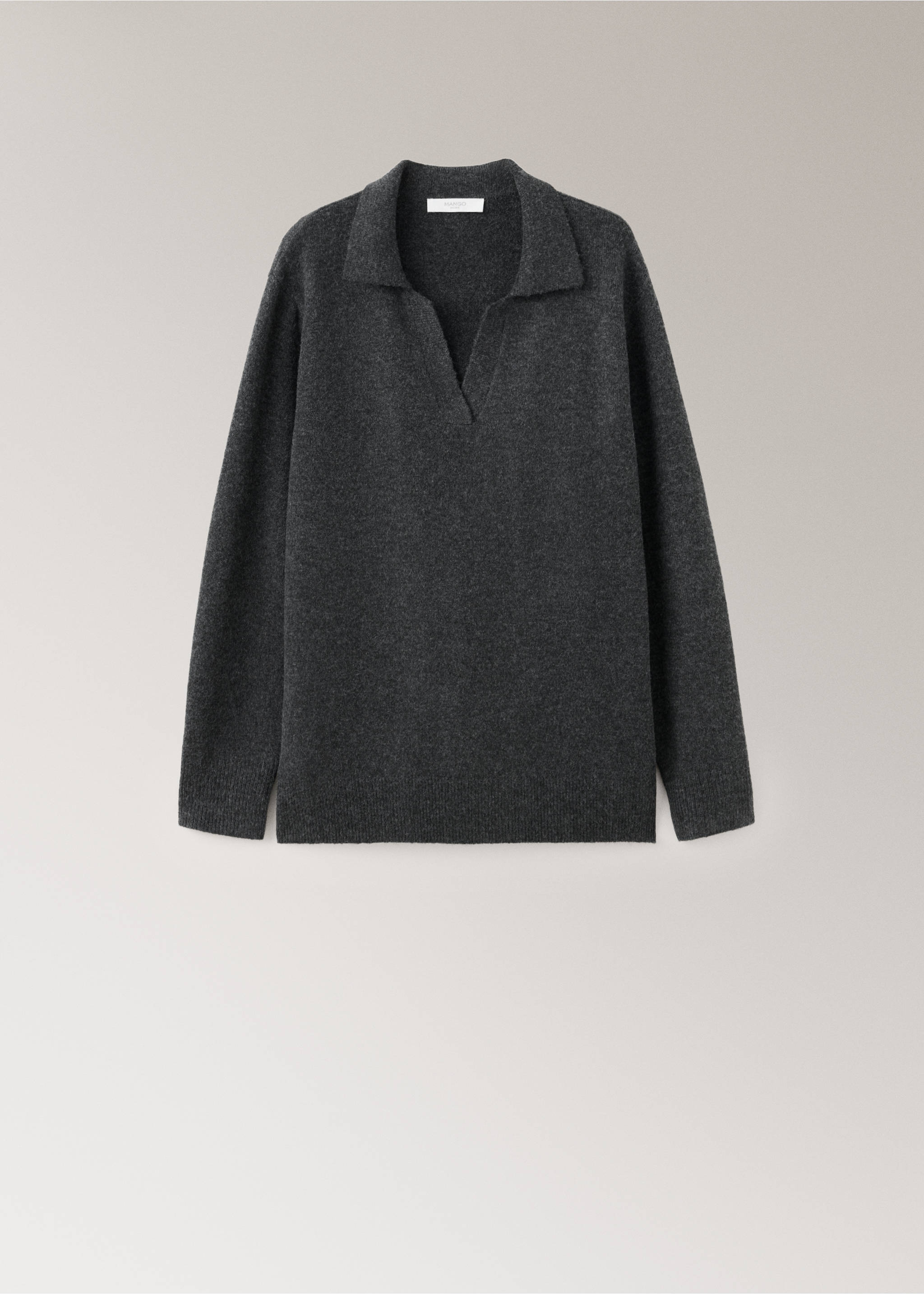 Knitted polo-neck sweater - Article without model, Charcoal. Ref: 37051449-00.